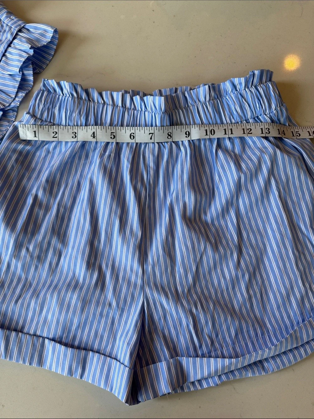 IVIVI Blue Striped Tie-Front Top and shorts Set size L top M bottom